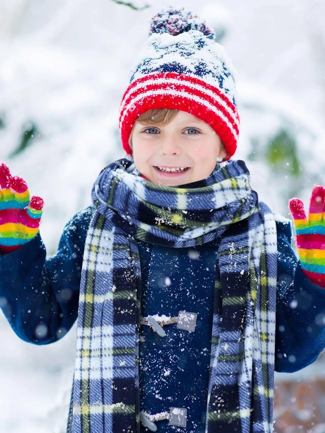 8 Pcs Kids Winter Scarf Buffalo Plaid Kids Scarves Christmas Warm Shawls Scarves Parent Child Scarf for Boys Girls