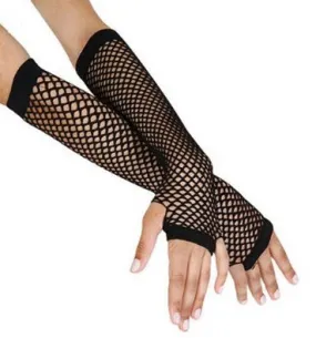 Adult Black Fishnet Gloves with Lace