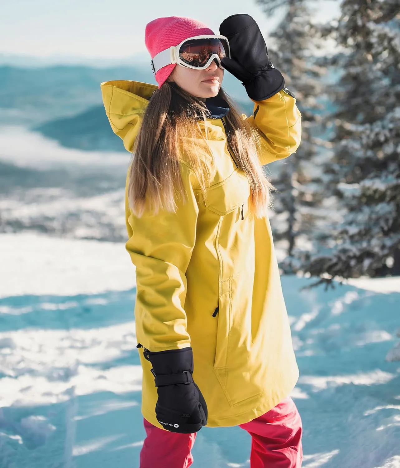 ANDORRA Women's Touchscreen Ski and Snowboarding Mitten with Diagonal Zippered