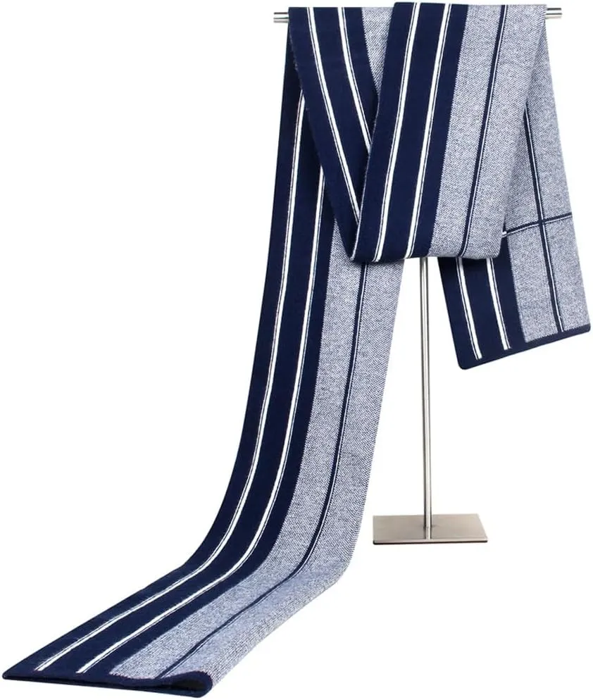 Autumn and winter knitted blended men's scarves with striped imitation cashmere necklaces