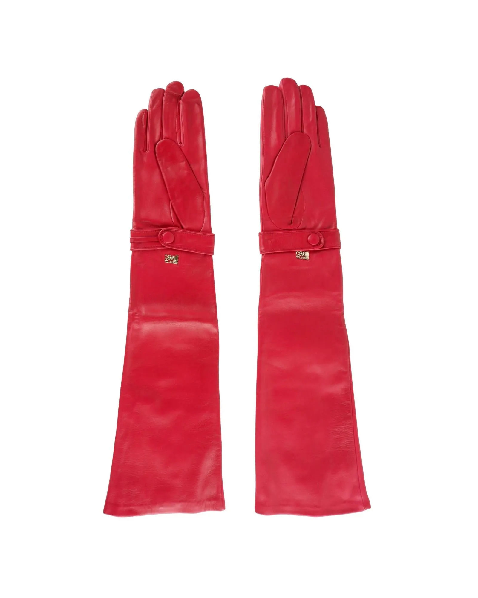 Cavalli Class Long Leather Gloves Red