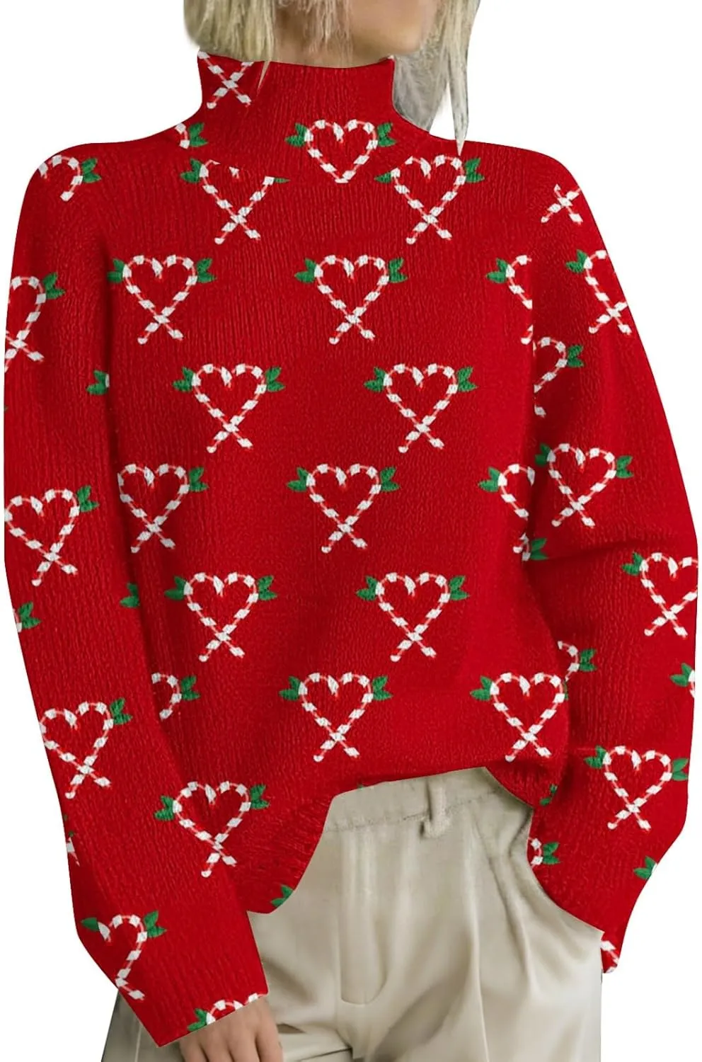 Christmas Sweaters for Women Warm Winter Casual Turtleneck Pullover Comfy Long Sleeve Knit Sweater Fall Winter Outfits