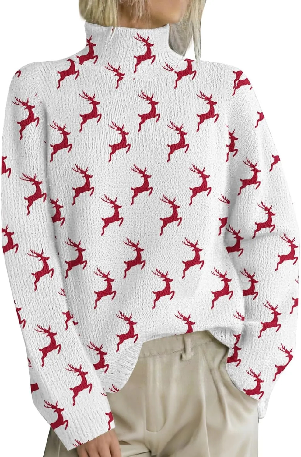 Christmas Sweaters for Women Warm Winter Casual Turtleneck Pullover Comfy Long Sleeve Knit Sweater Fall Winter Outfits