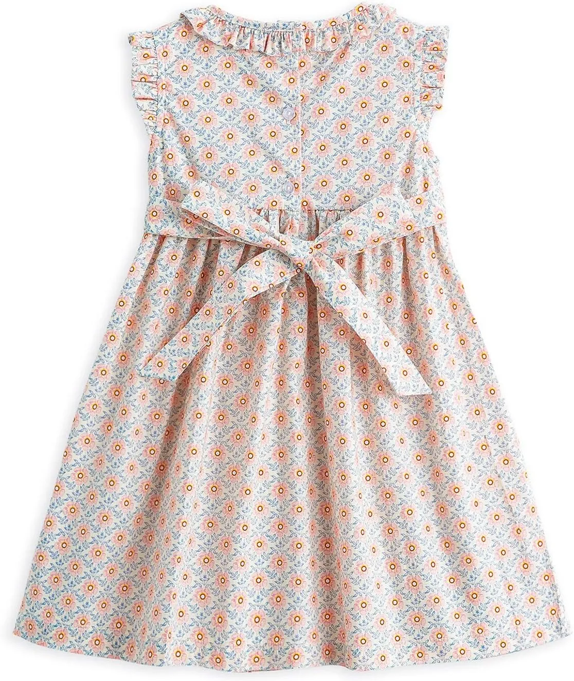 Curipeer Little Girls Summer Dress Floral Short Sleeve Cotton Casual Outfit Dress 12M-8Y