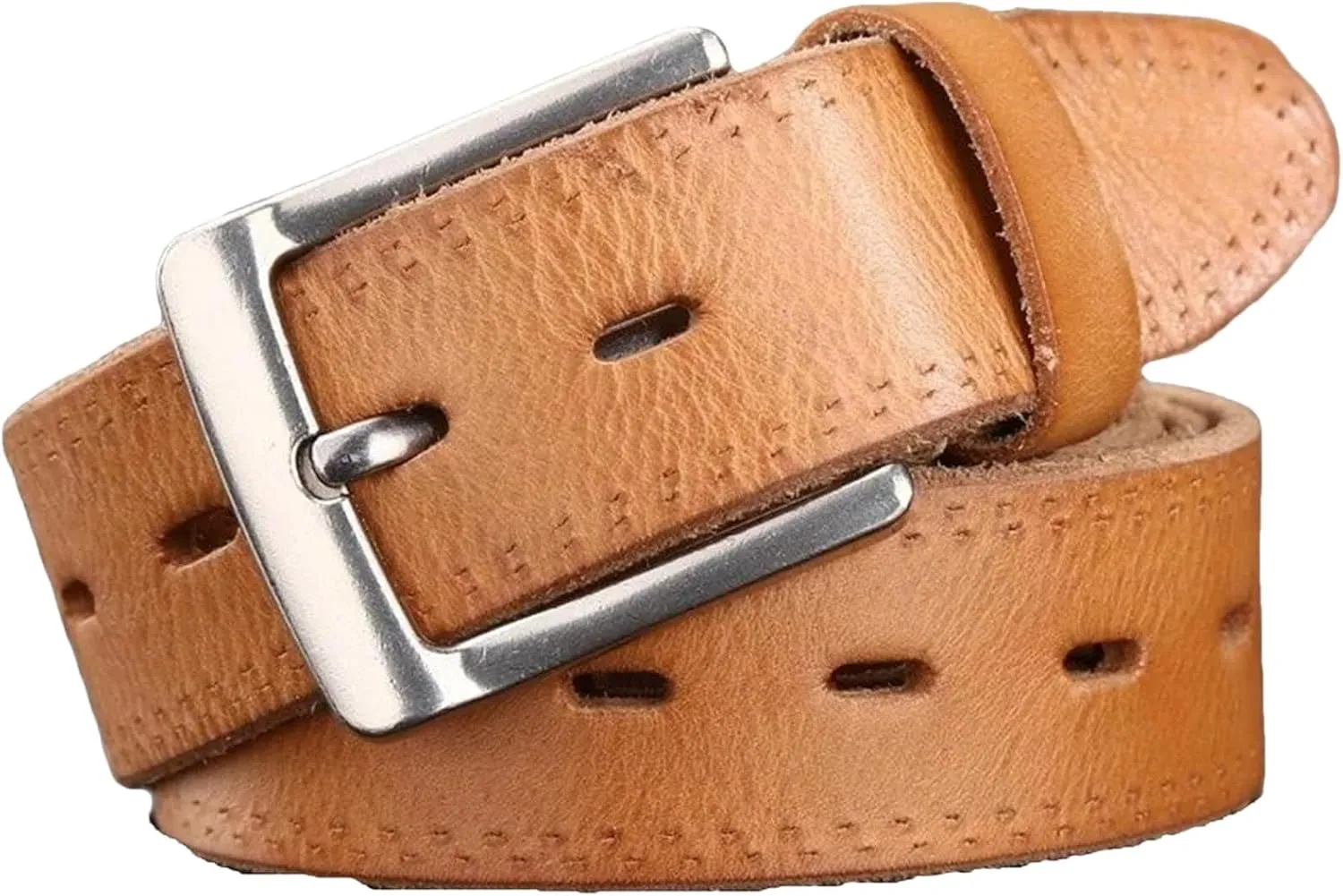 Dcvmvmn Men Business Casual Big Leather Belts Vintage Cowhide Genuine Leather Belts Accessories