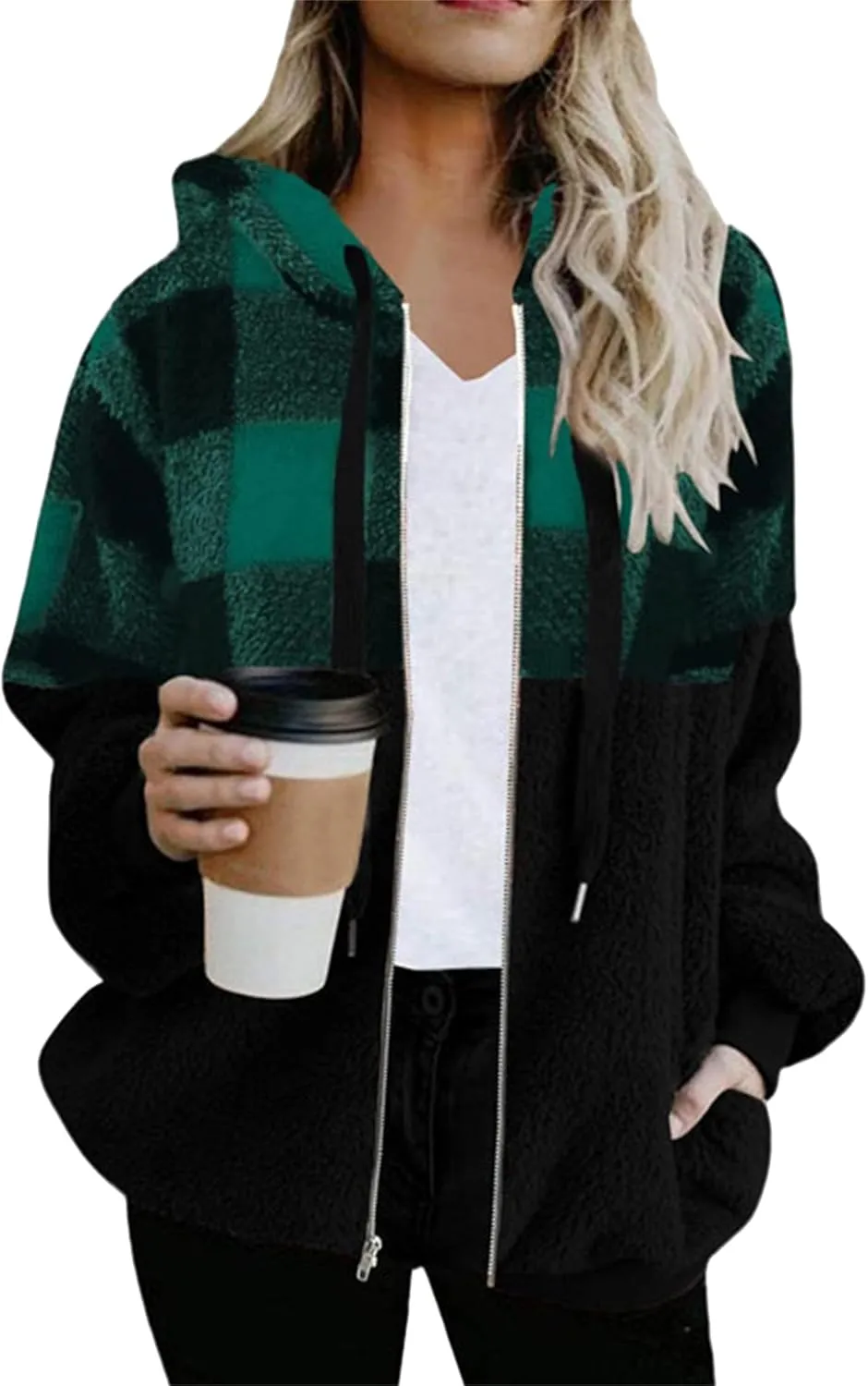 DIACACY Women Drawstring Daily Office Jacket Pockets Graceful Vintage Sweater Stylish Fashion Brushed Outerwear
