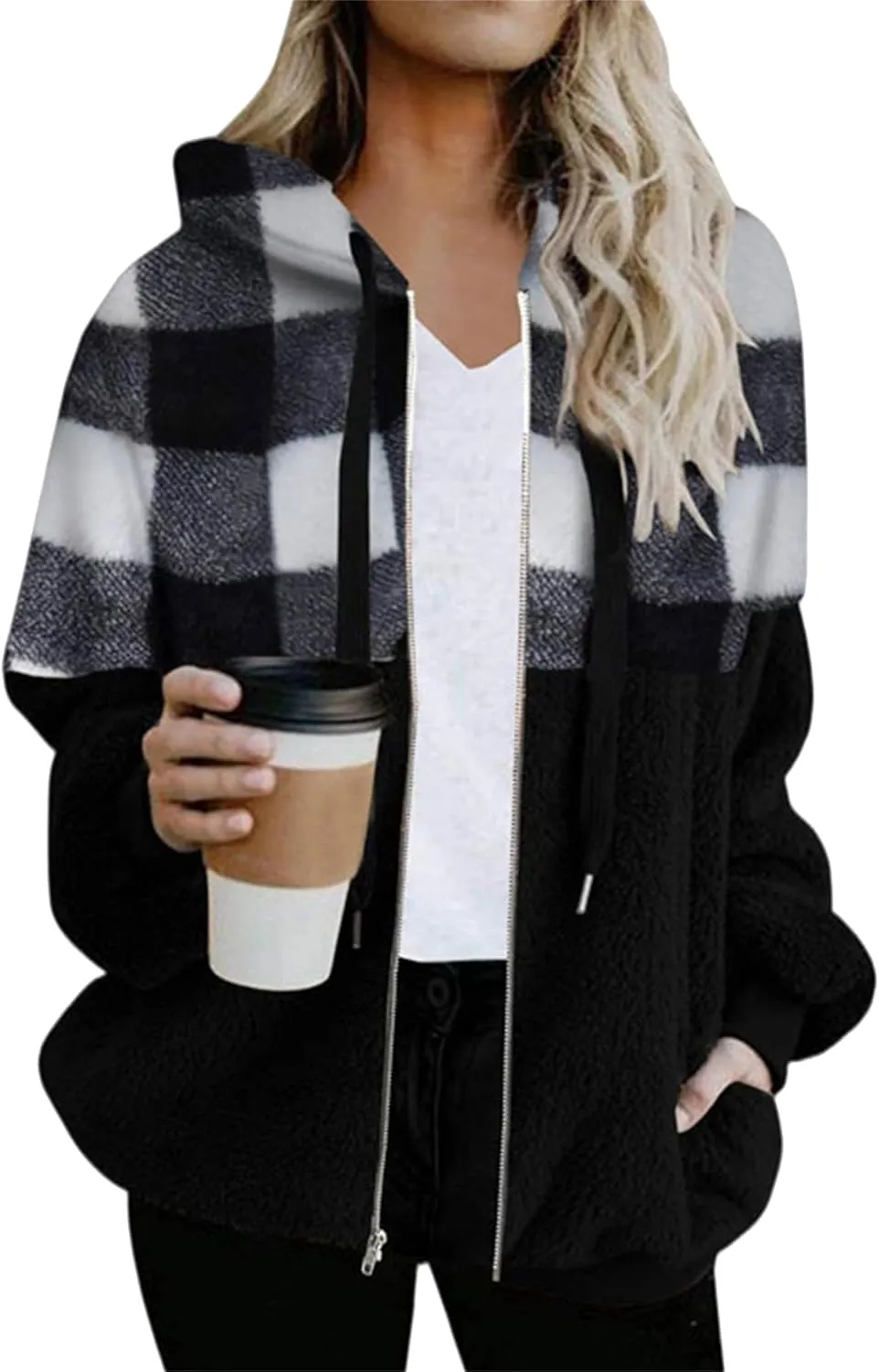 DIACACY Women Drawstring Daily Office Jacket Pockets Graceful Vintage Sweater Stylish Fashion Brushed Outerwear