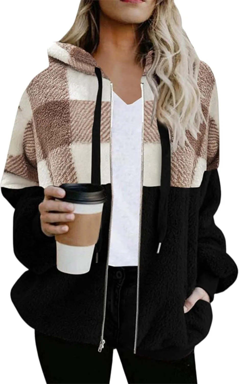DIACACY Women Drawstring Daily Office Jacket Pockets Graceful Vintage Sweater Stylish Fashion Brushed Outerwear
