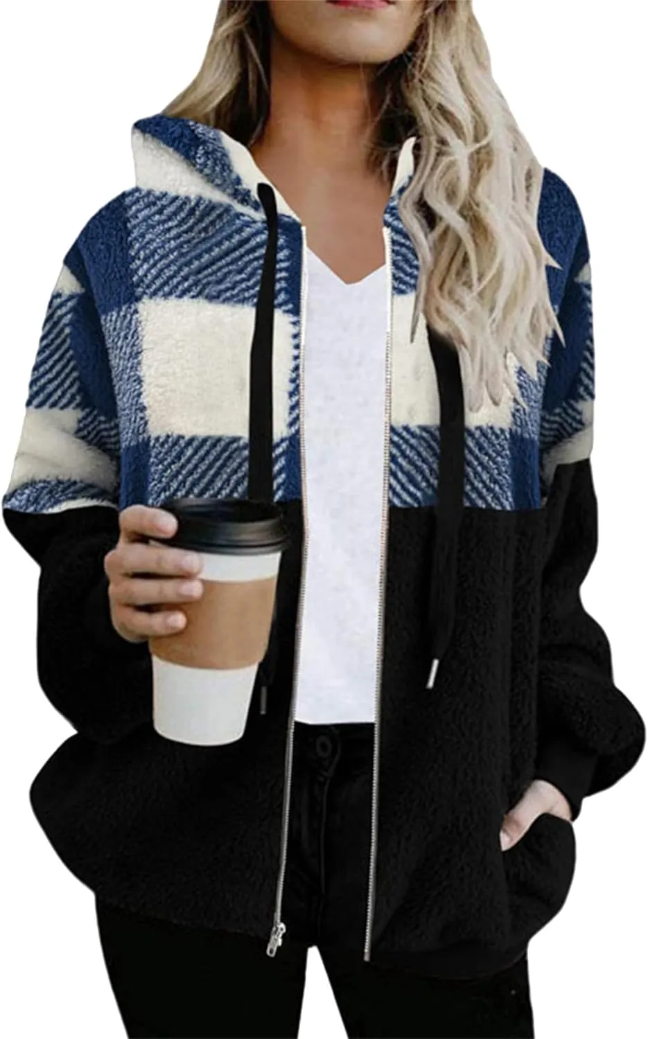 DIACACY Women Drawstring Daily Office Jacket Pockets Graceful Vintage Sweater Stylish Fashion Brushed Outerwear