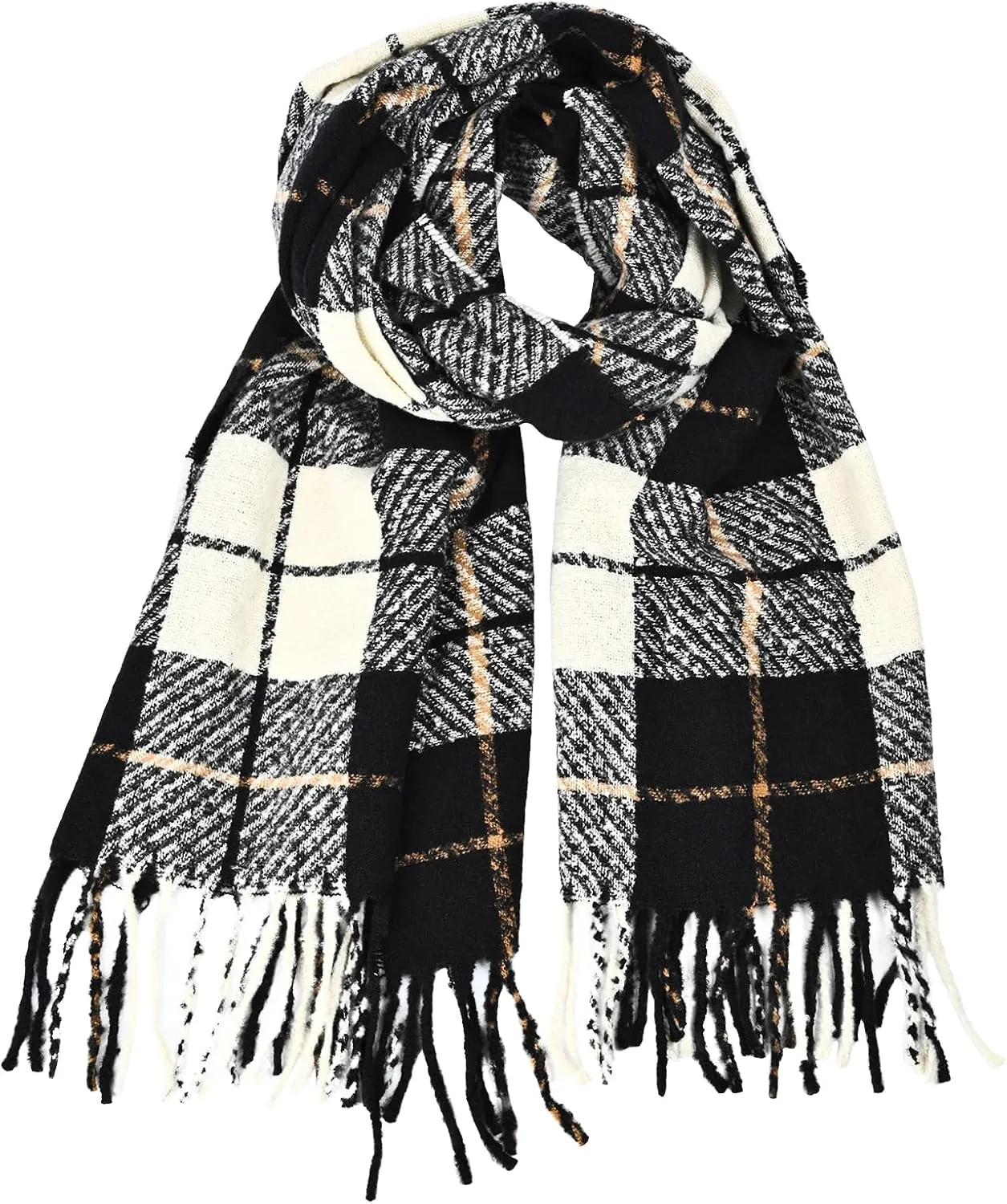 FINIZO Winter Scarf for Women Cashmere Feel Scarfs Large Tassel Plaid Scarf Blanket Wrap Shawl Ladies Gifts