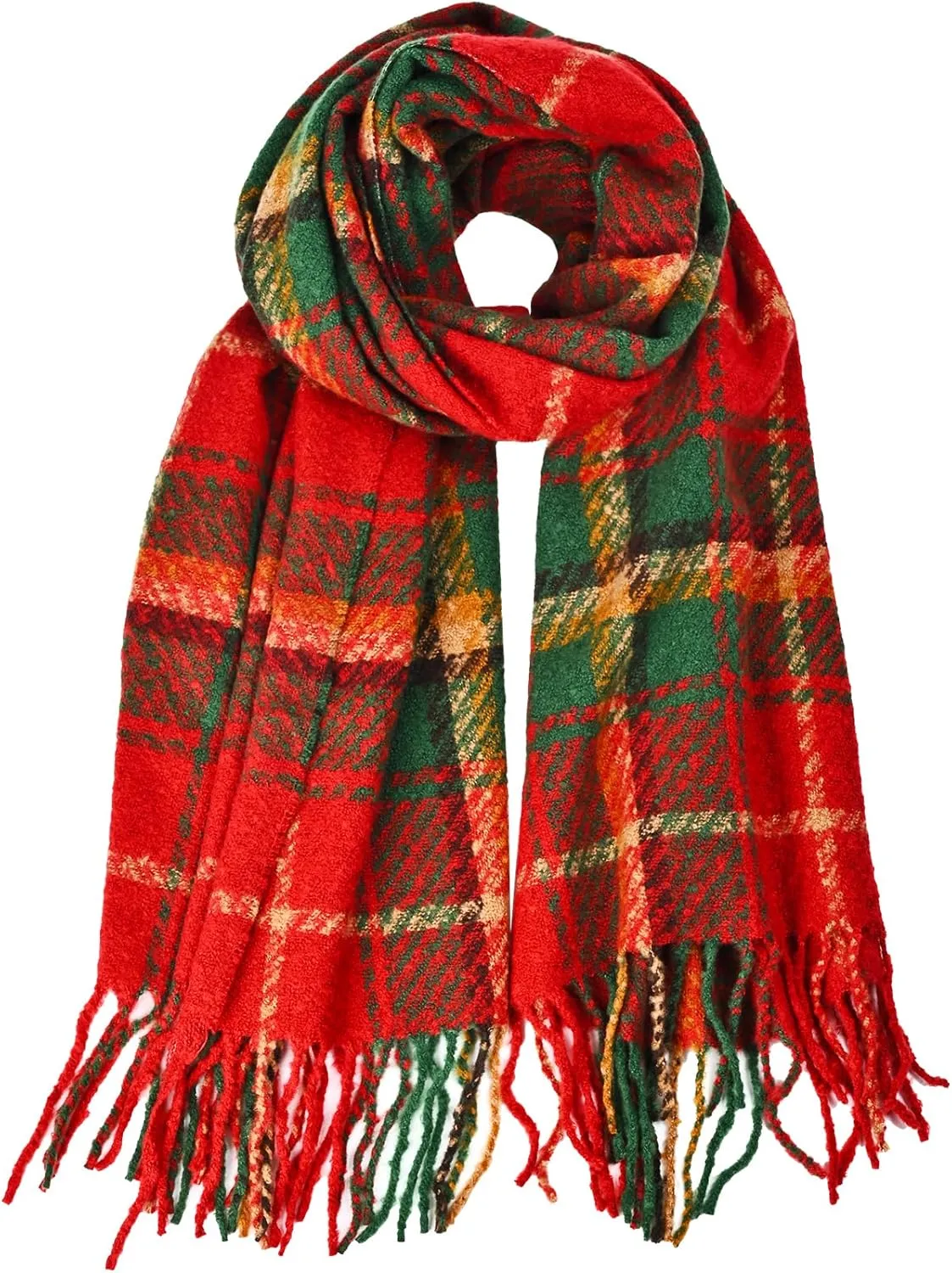 FINIZO Winter Scarf for Women Cashmere Feel Scarfs Large Tassel Plaid Scarf Blanket Wrap Shawl Ladies Gifts