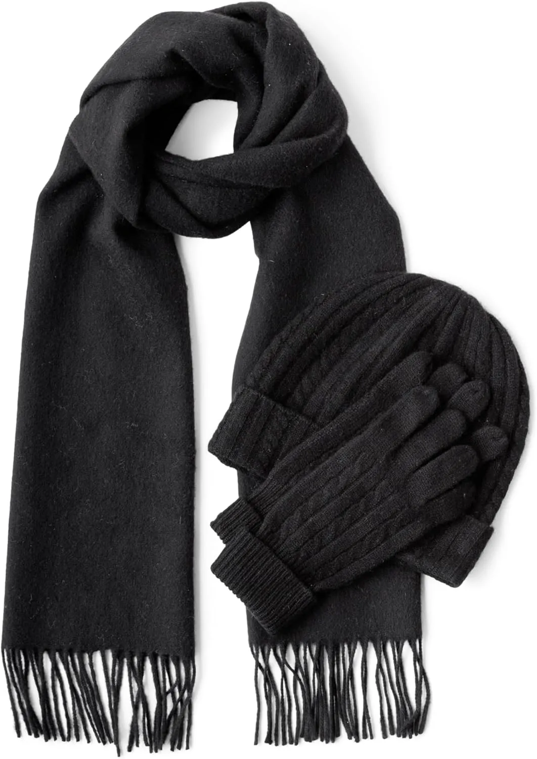 Fishers Finery Women's 100% Cashmere 3pc Hat Glove and Scarf Set; with Exquisite Box