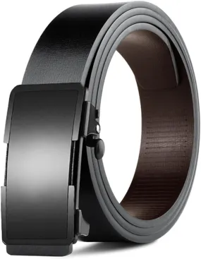 Gerrit Mens Belt Black Leather Sliding Ratchet Belt Dress Casual for Jeans