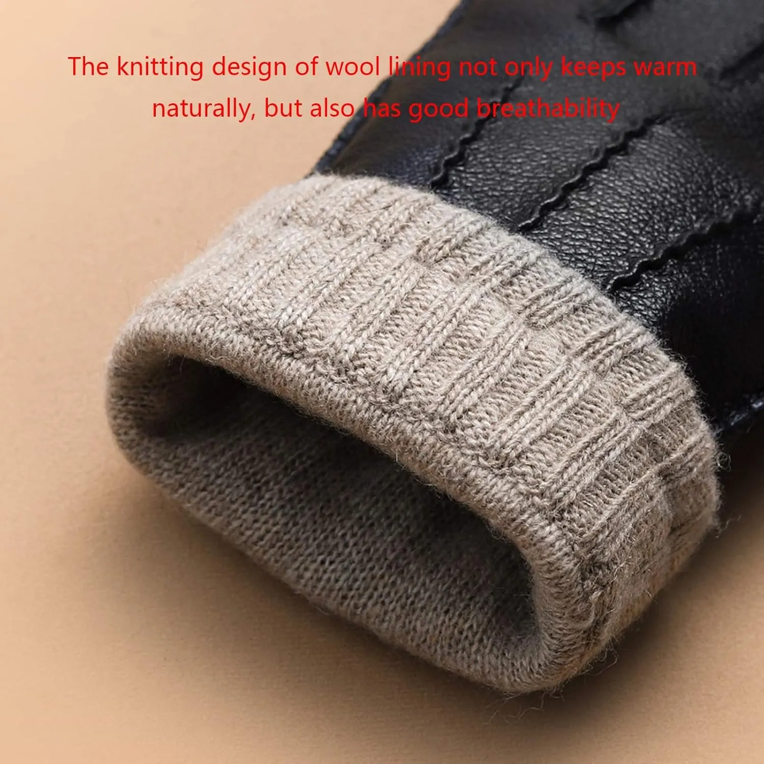 Gloves Warm Gloves, Waterproof PU Leather Winter Gloves, Touch Screen Non-Slip Full-Finger Gloves (Size : M)