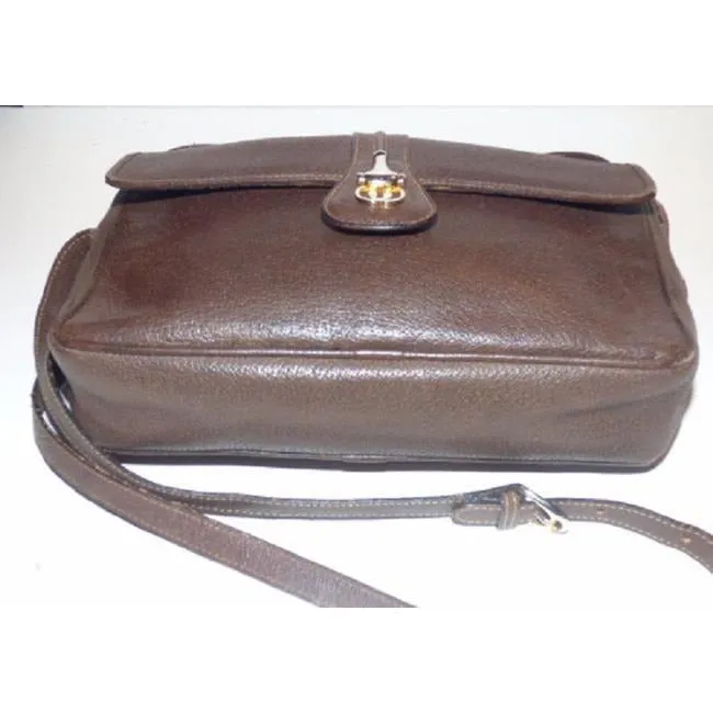 Gucci Horsebit W W Exterior Pocket And Accent Brown Signature Leather Shoulder Bag
