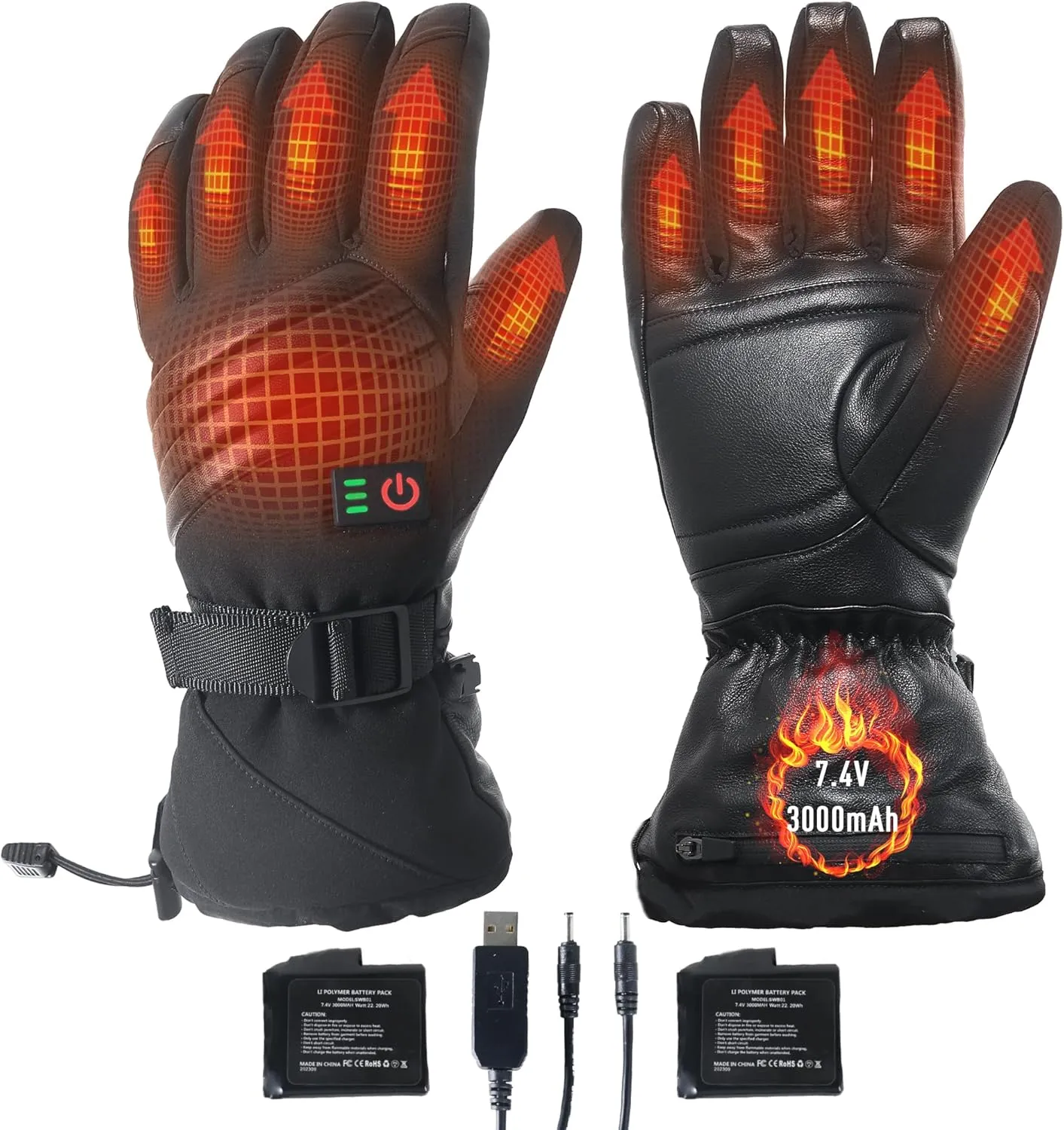 HANDLANDY Heated Gloves for Men Women Rechargeable, Waterproof Electric Heating Gloves, USB Heated Winter Gloves for Motorcycle Hunting Camping Driving Outside Work