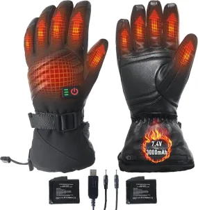 HANDLANDY Heated Gloves for Men Women Rechargeable, Waterproof Electric Heating Gloves, USB Heated Winter Gloves for Motorcycle Hunting Camping Driving Outside Work