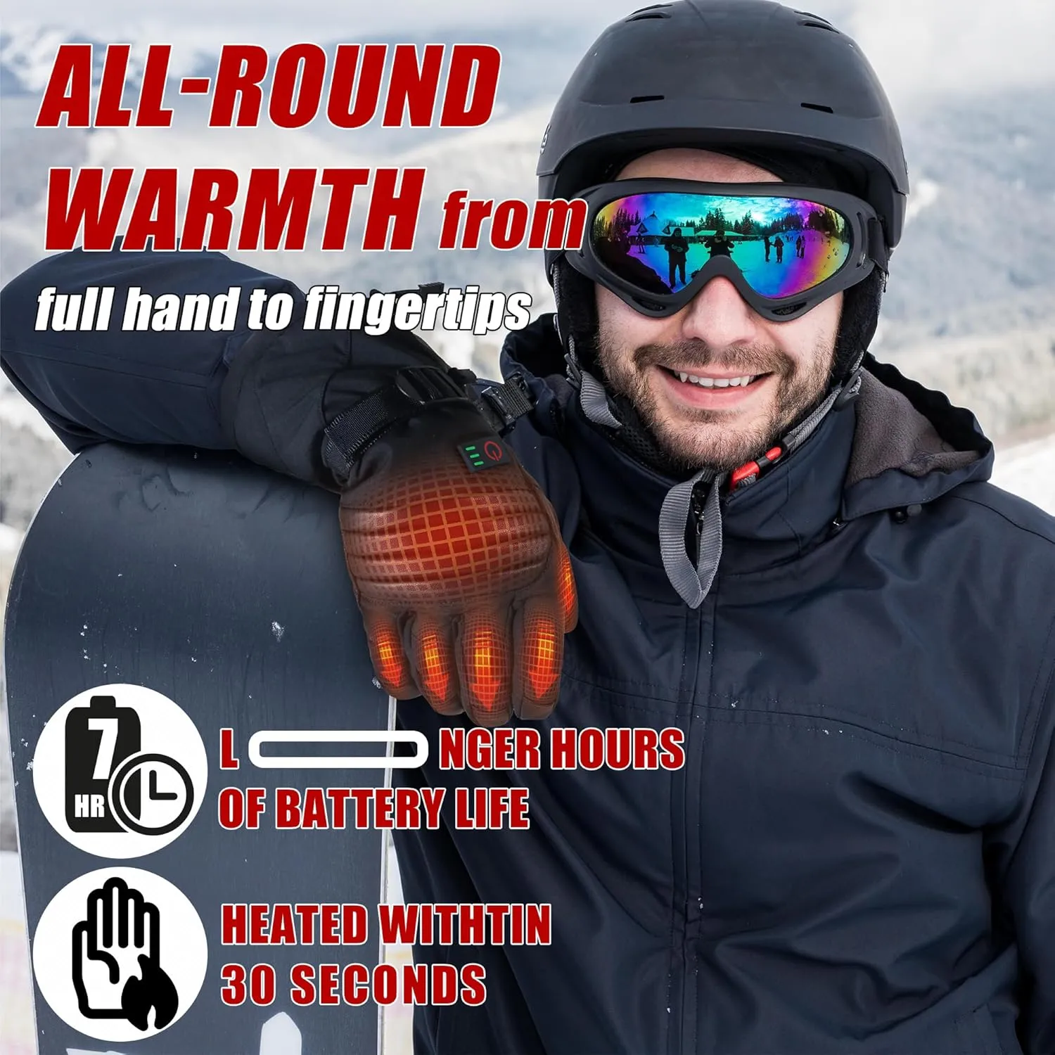 HANDLANDY Heated Gloves for Men Women Rechargeable, Waterproof Electric Heating Gloves, USB Heated Winter Gloves for Motorcycle Hunting Camping Driving Outside Work