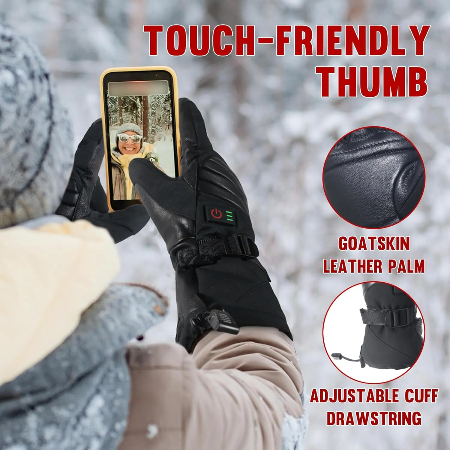 HANDLANDY Heated Gloves for Men Women Rechargeable, Waterproof Electric Heating Gloves, USB Heated Winter Gloves for Motorcycle Hunting Camping Driving Outside Work