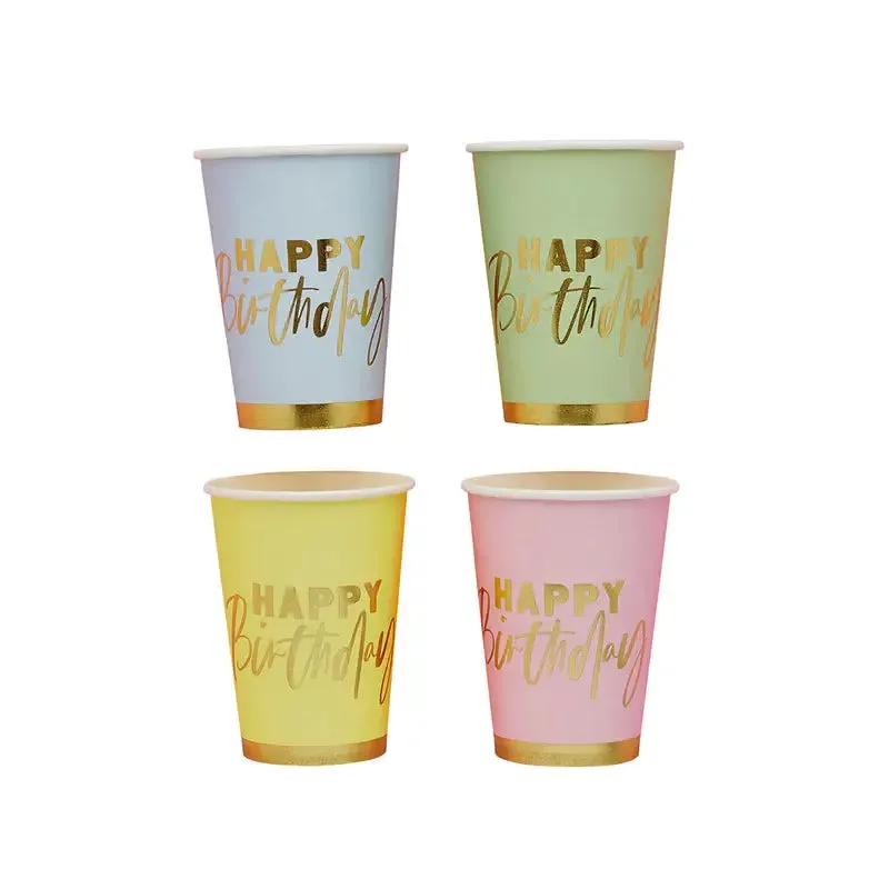 'Happy Birthday' Paper Cups 8 Pack