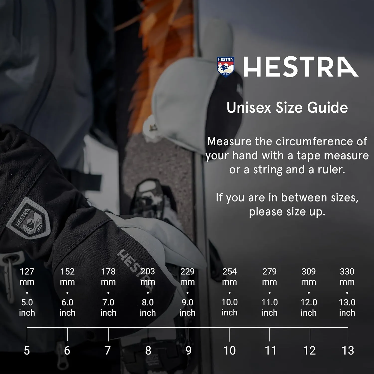 Hestra Unisex Idre Wool Mitt, Leather Wool Insulated Alpine Skiing Winter Mittens for Men & Women