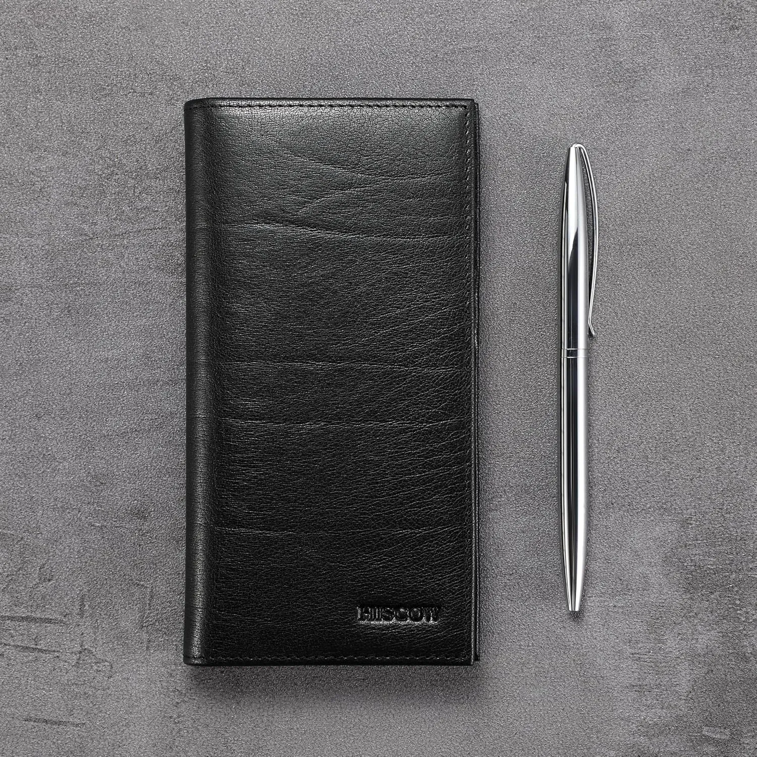 HISCOW Supple Leather Checkbook Cover with Free Divider - Italian Calfskin