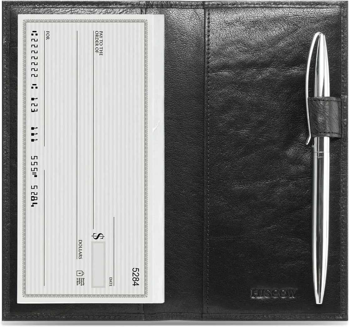 HISCOW Supple Leather Checkbook Cover with Free Divider - Italian Calfskin