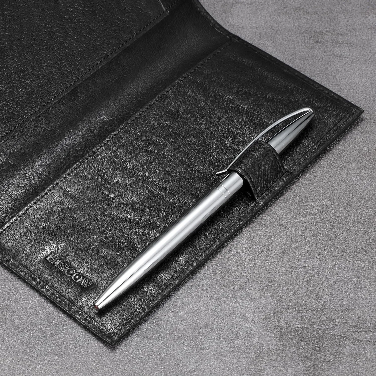 HISCOW Supple Leather Checkbook Cover with Free Divider - Italian Calfskin