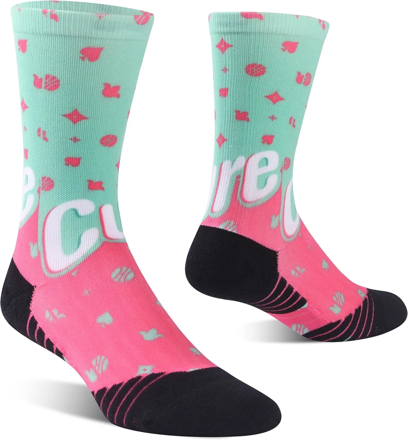HUSO Hiking, Cycling and Running Socks for Men and Women, Funky Printed Sports Socks