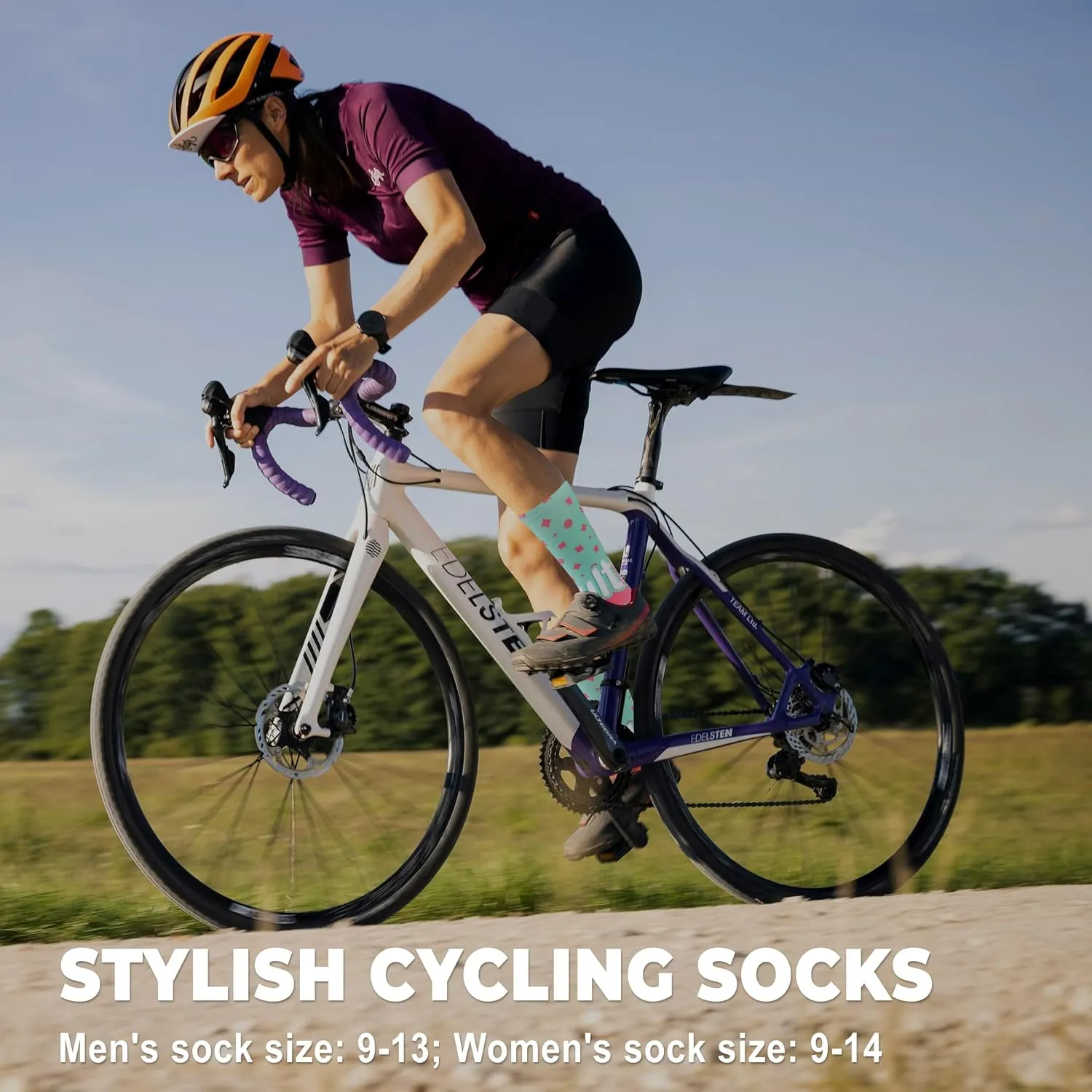 HUSO Hiking, Cycling and Running Socks for Men and Women, Funky Printed Sports Socks