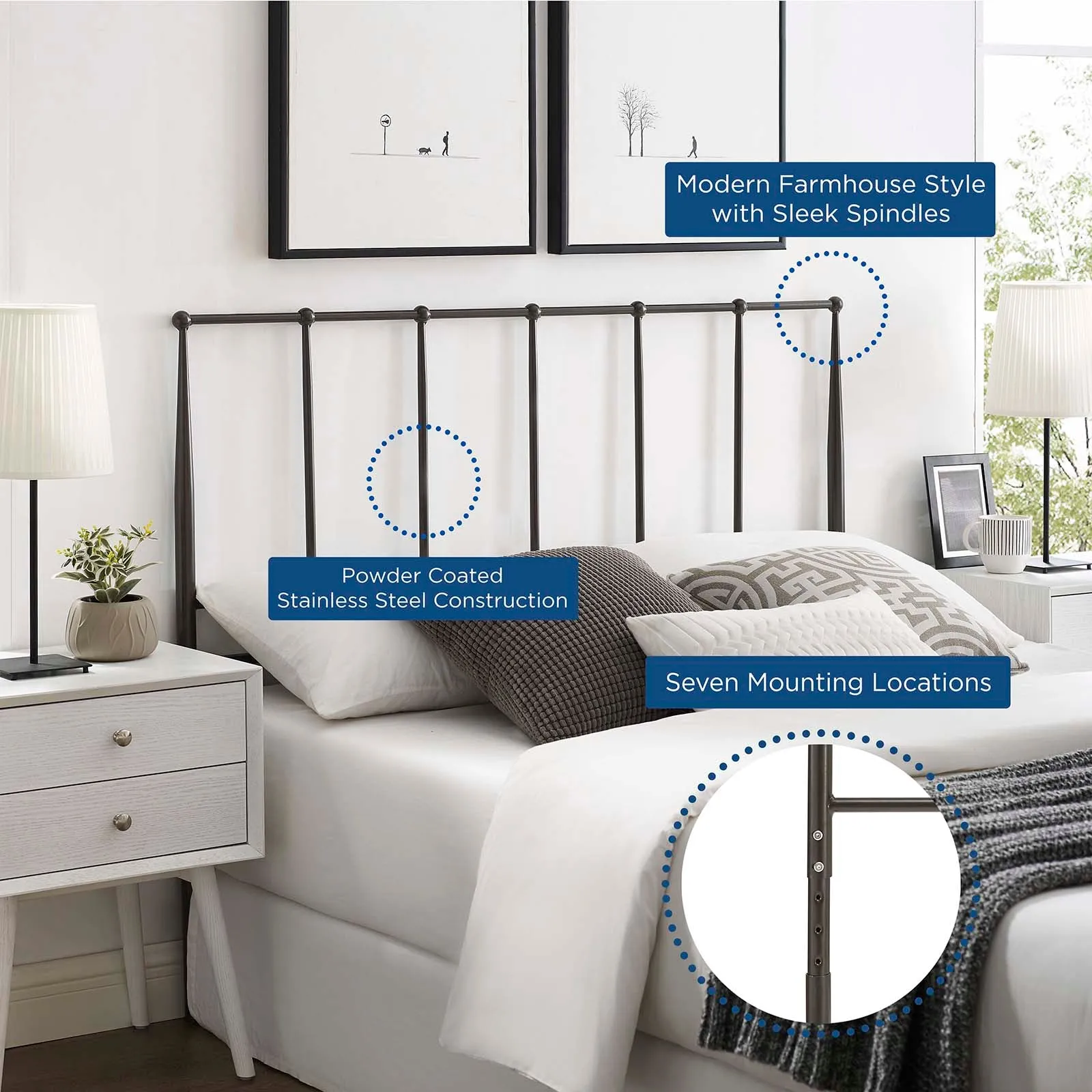 Kiana Metal Stainless Steel Headboard