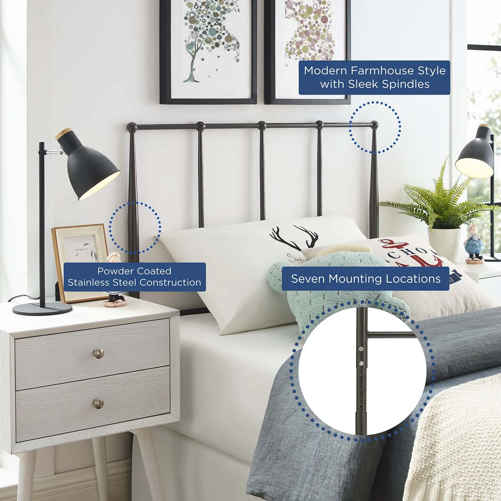 Kiana Metal Stainless Steel Headboard