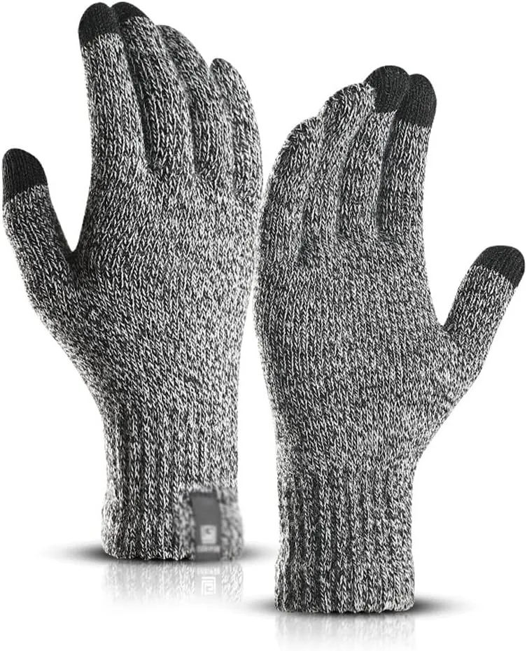 Knitted Gloves Winter Men and Women Touch Screen Solid Color Warm Wool Gloves Plus Velvet