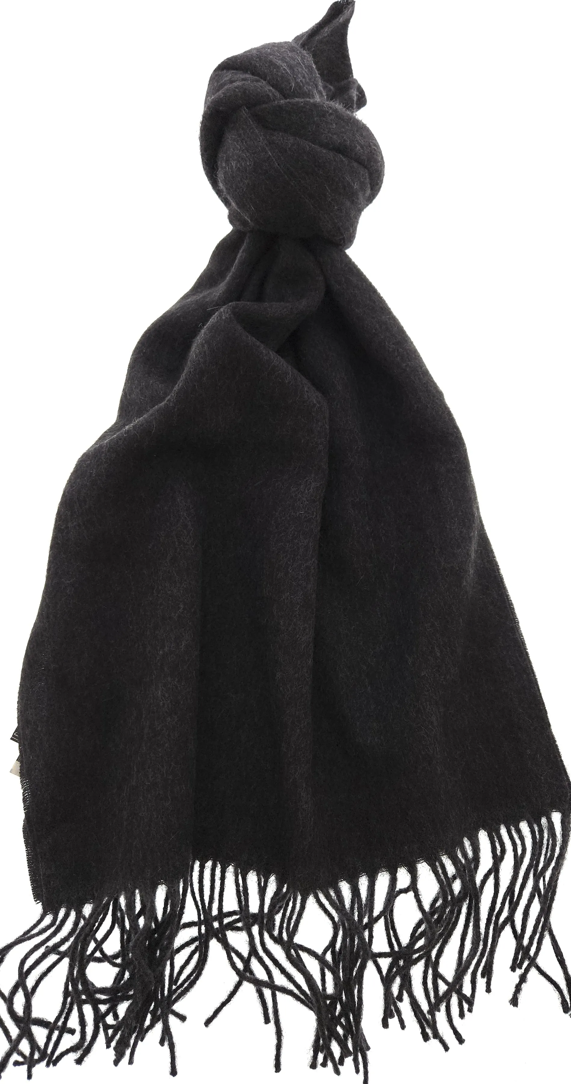 Luxurious Cashemere Blend Scarf with Fringed Ends -  Charcoal Grey