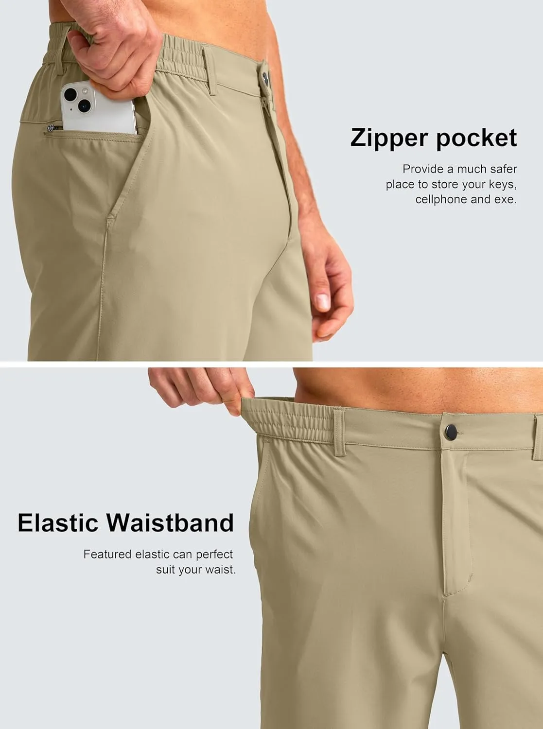 Men's Casual Shorts 7" Lightweight Golf Shorts for Men Stretch with 3 Pockets Quick Dry Breathable Work Shorts