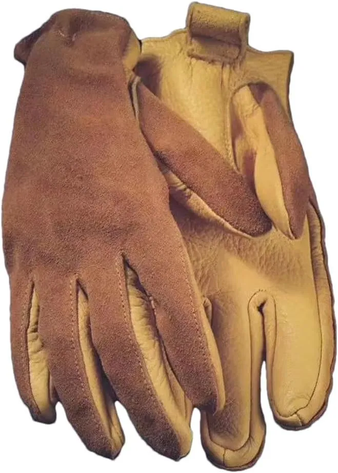 Men's Genuine Cowhide Wear Resistant Leather Gloves Driving Motorcycle Gloves Winter Mittens Yellow XL