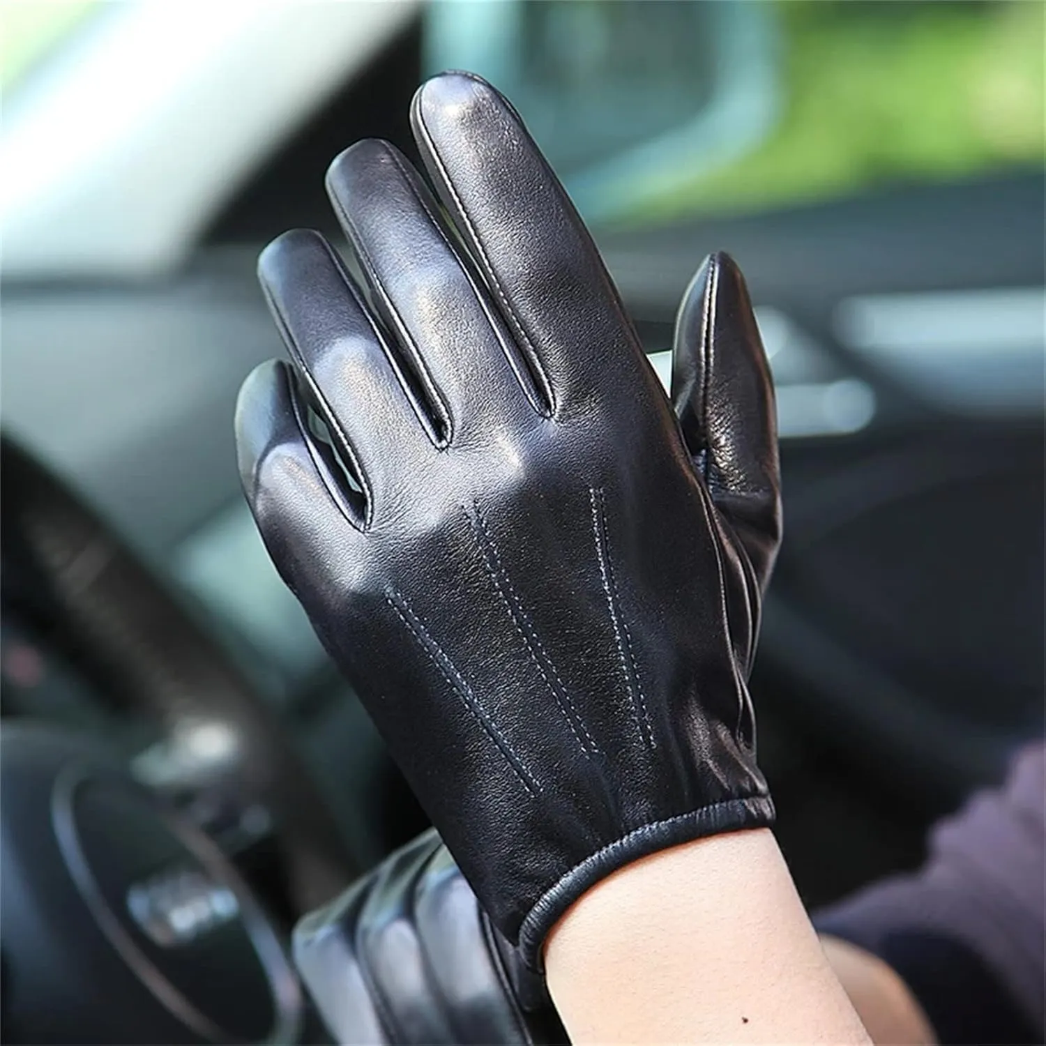 Men's Gloves Leather Gloves Thin Thick Warm Touch Screen Driving Gloves Winter Warm Gloves