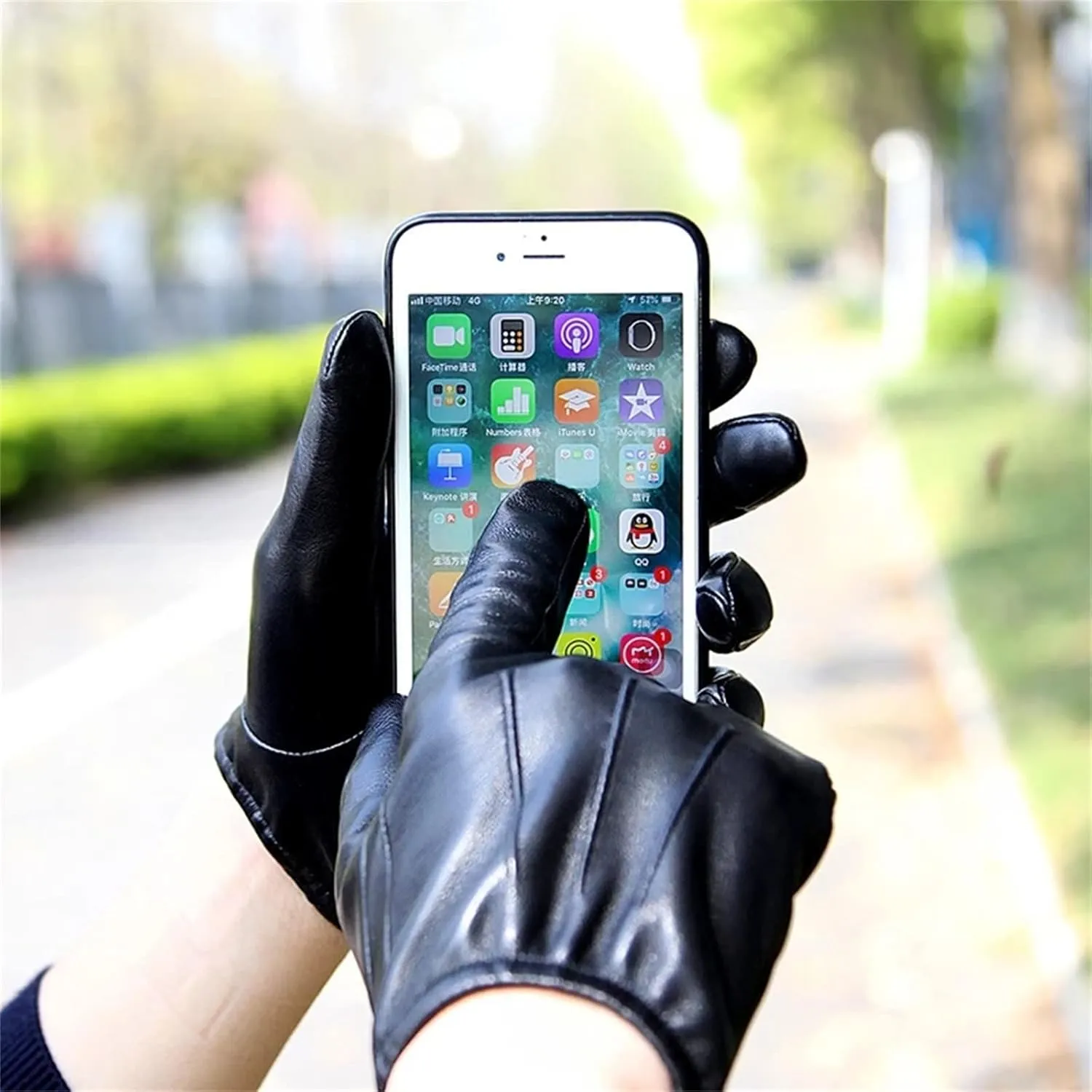 Men's Gloves Leather Gloves Thin Thick Warm Touch Screen Driving Gloves Winter Warm Gloves