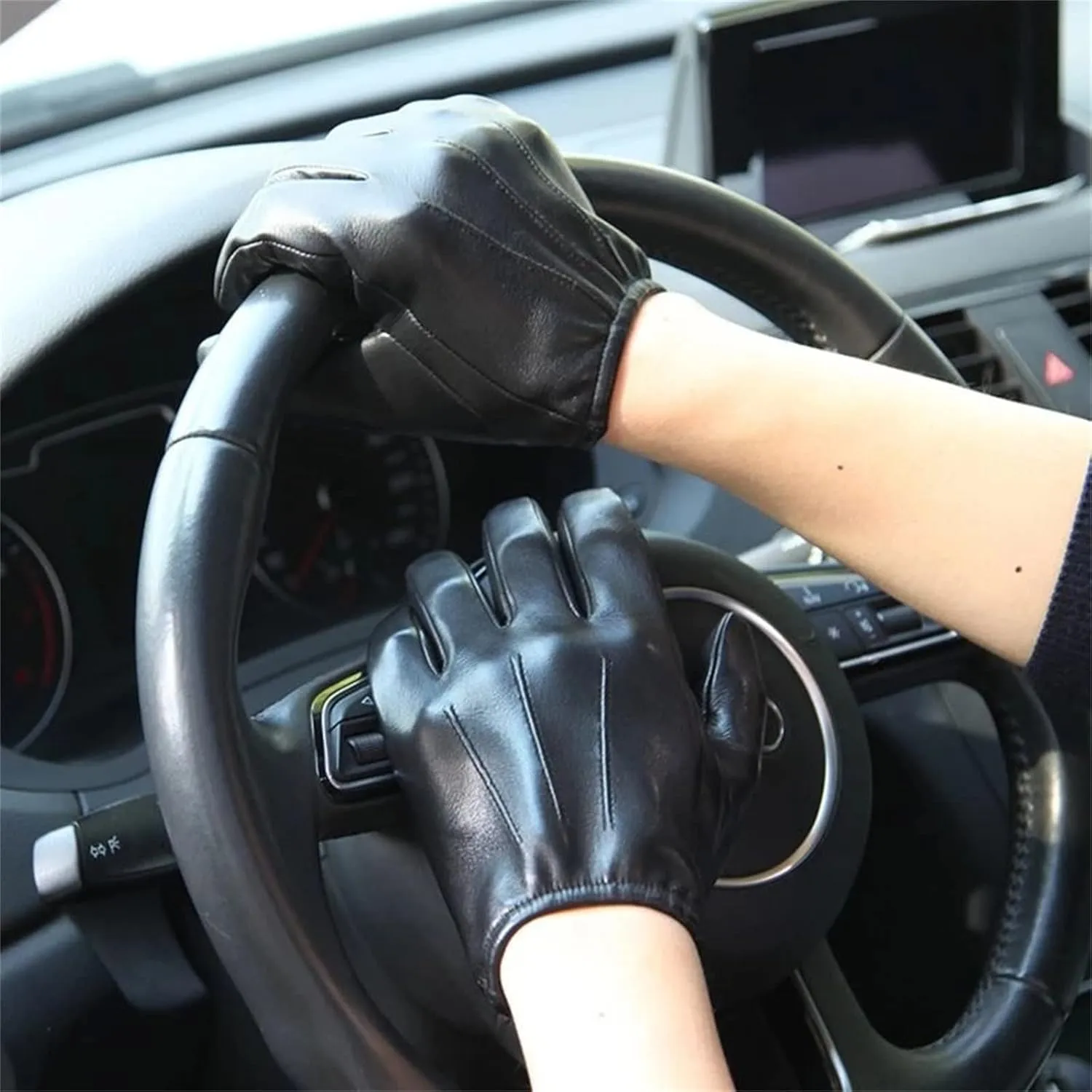 Men's Gloves Leather Gloves Thin Thick Warm Touch Screen Driving Gloves Winter Warm Gloves