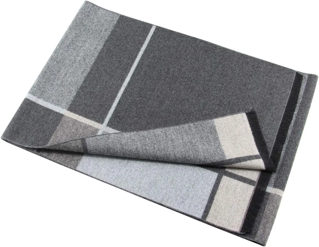 Men's Scarves Classic Arrival Winter Plaid Scarf Tassel Edge Soft Warm Scarf