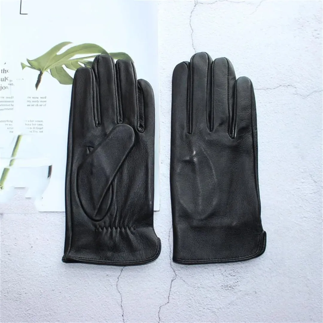 Men's Sheepskin Gloves Leather Unlined Thin Can Touch Screen Outdoor Sports Driving Riding Gloves