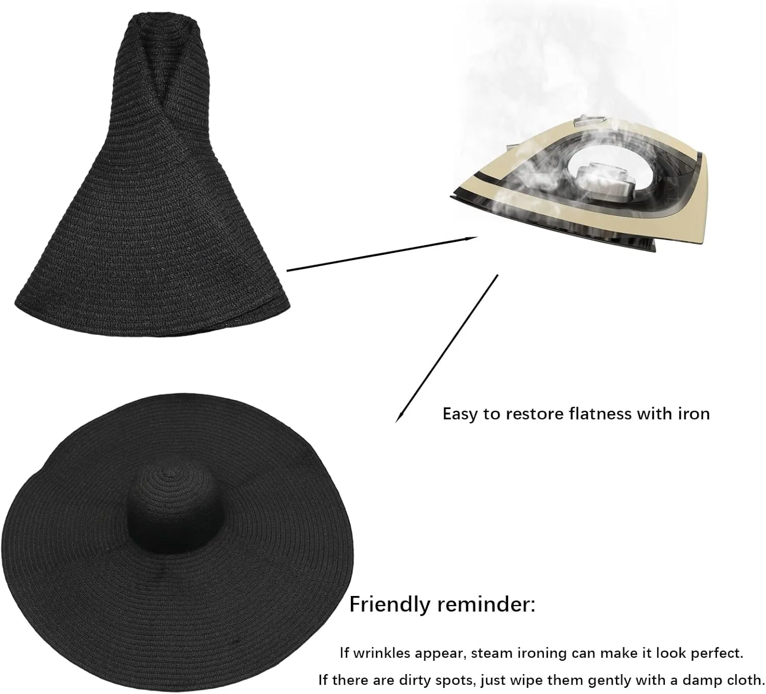 Oversized Sun Straw Hat for Women, UPF 50 Floppy Wide Brim Summer Hat, Foldable Packable Roll up Beach Cap