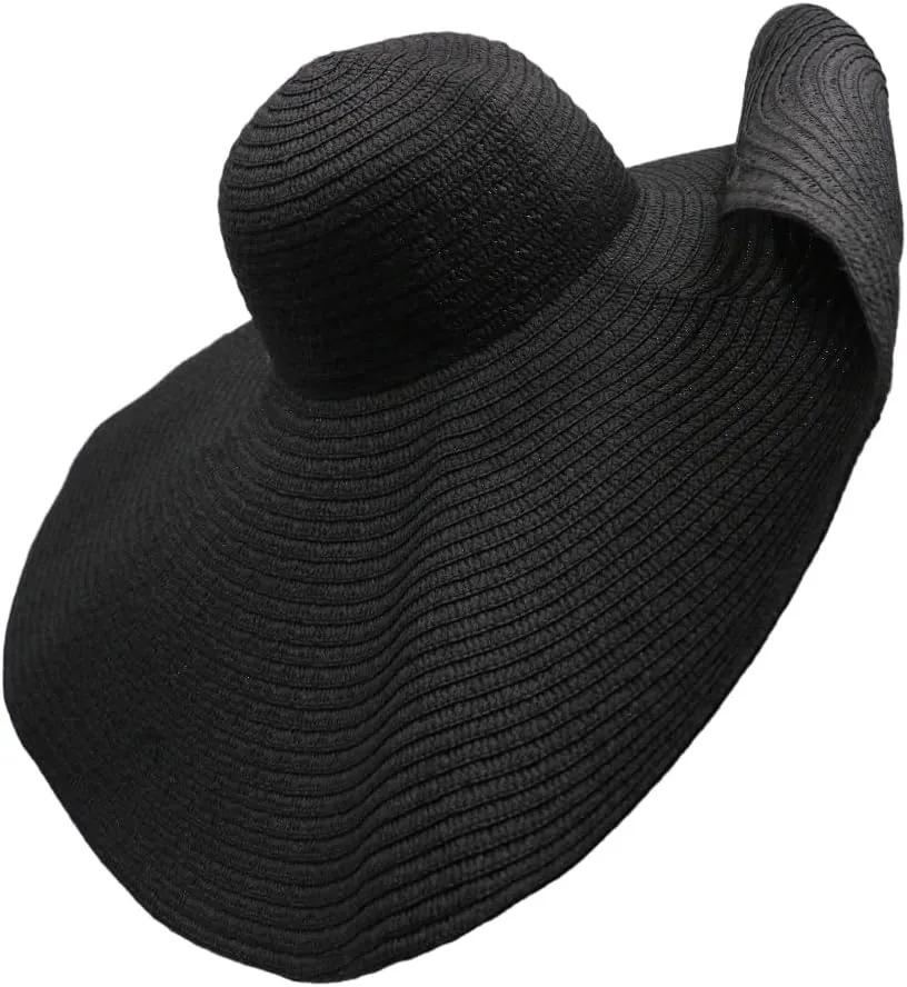 Oversized Sun Straw Hat for Women, UPF 50 Floppy Wide Brim Summer Hat, Foldable Packable Roll up Beach Cap