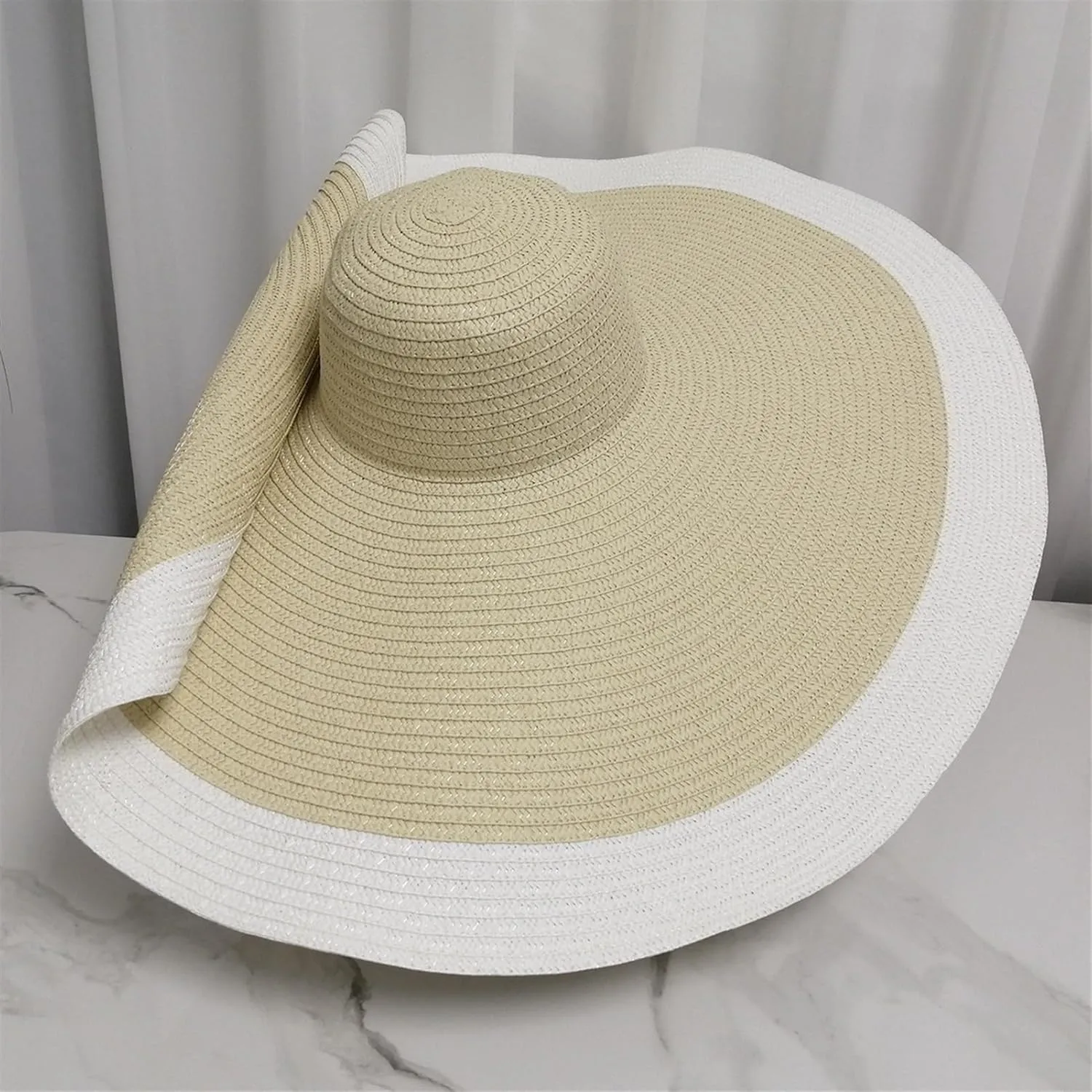 Oversized Sun Straw Hat for Women, UPF 50  Floppy Wide Brim Summer Hat, Foldable Packable Roll up Beach Cap