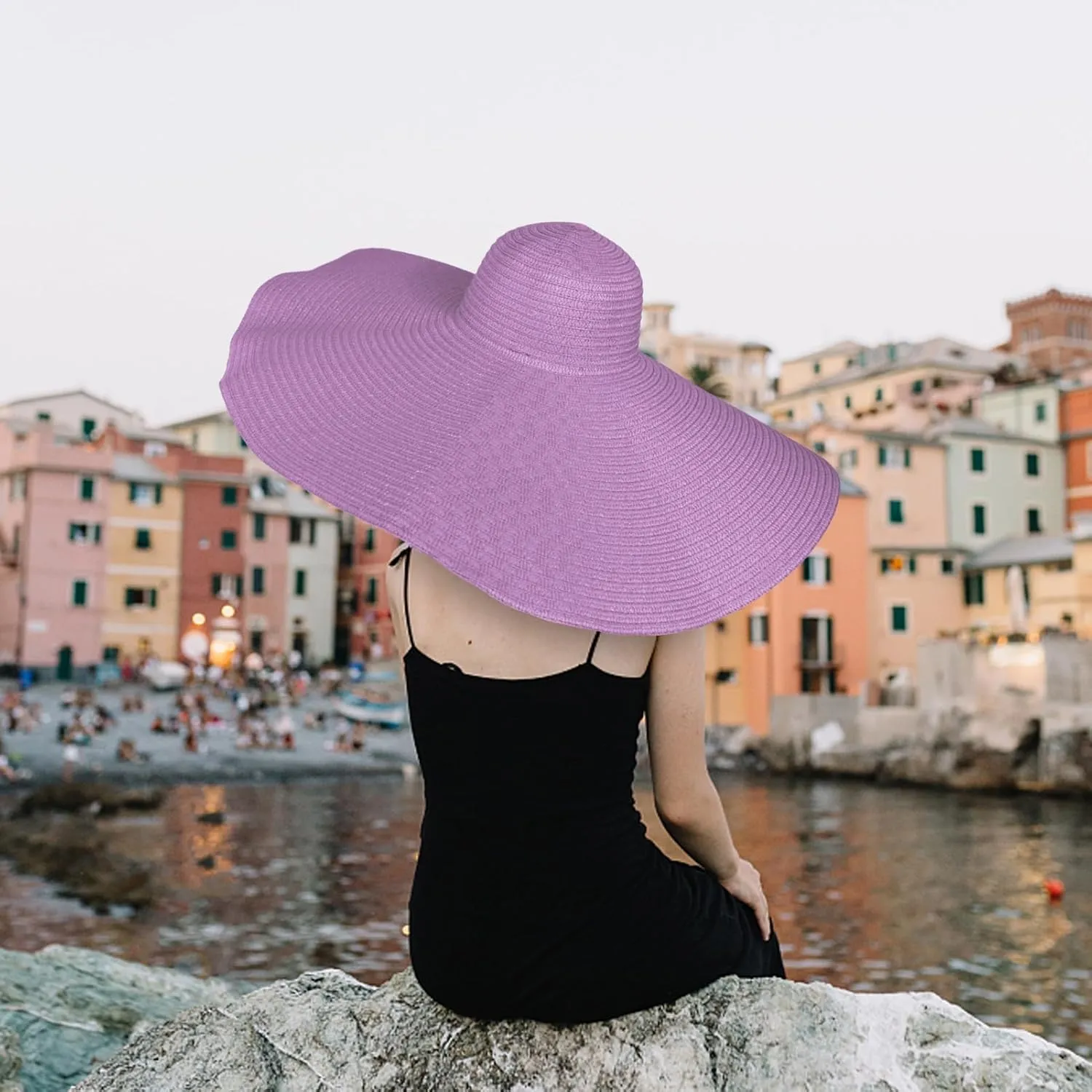Oversized Sun Straw Hat for Women, UPF 50  Floppy Wide Brim Summer Hat, Foldable Packable Roll up Beach Cap