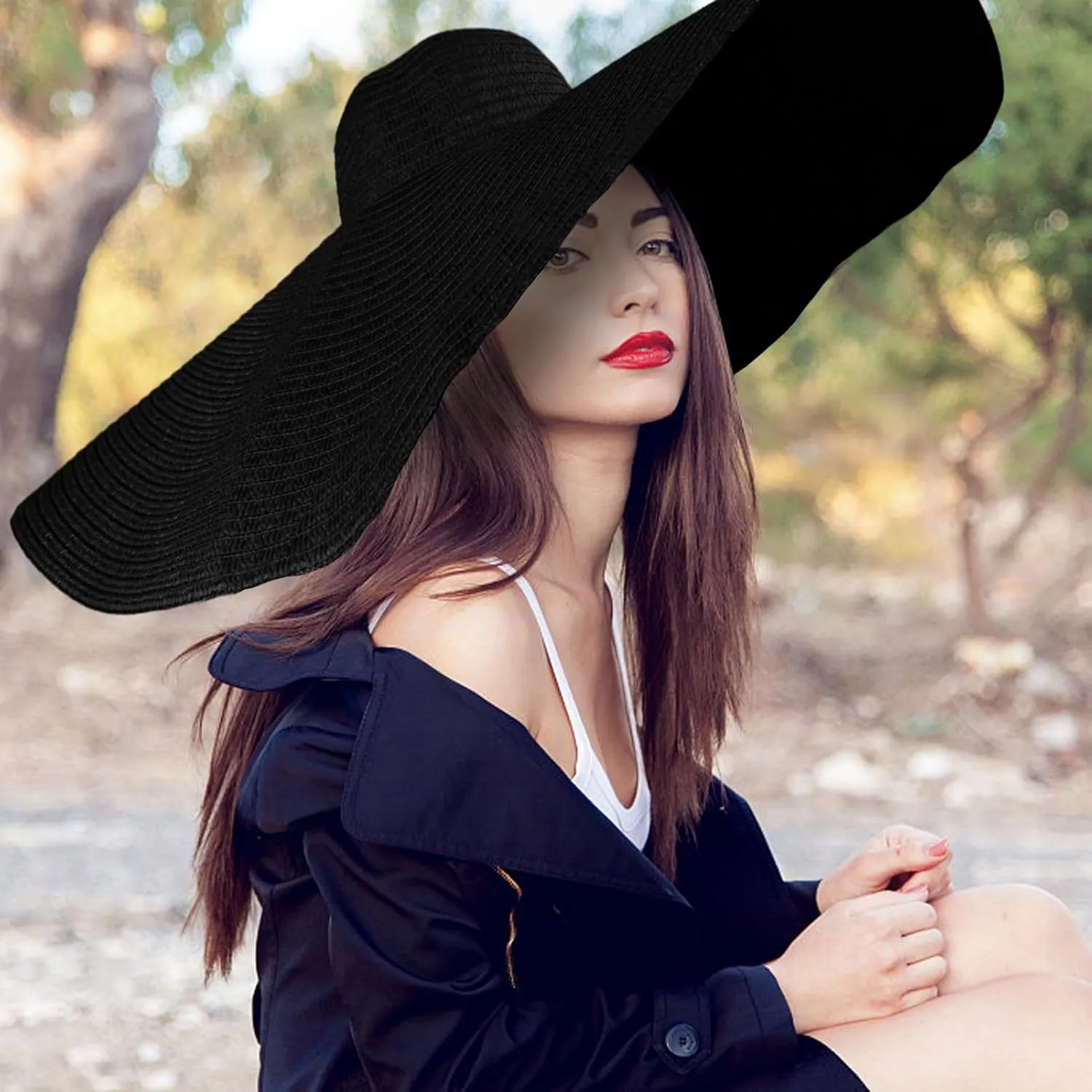 Oversized Sun Straw Hat for Women, UPF 50 Floppy Wide Brim Summer Hat, Foldable Packable Roll up Beach Cap