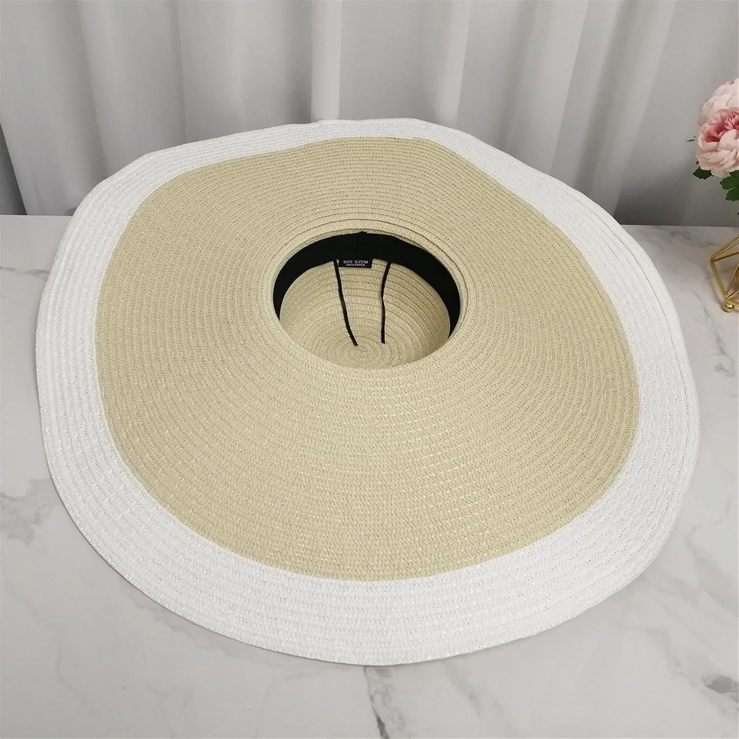 Oversized Sun Straw Hat for Women, UPF 50  Floppy Wide Brim Summer Hat, Foldable Packable Roll up Beach Cap