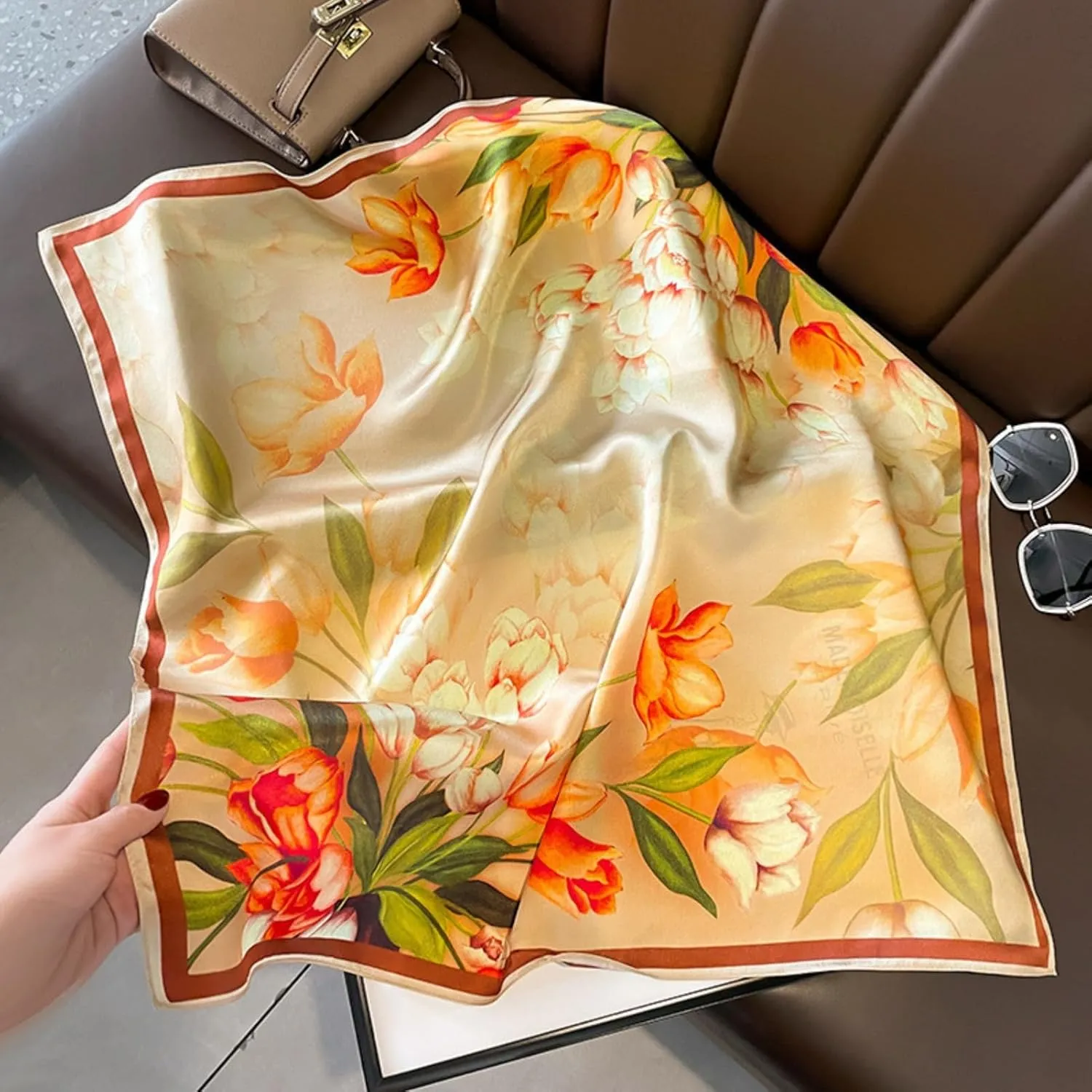 PoeticEHome 100% Pure Mulberry Silk Square Scarf 26"x26" Women Neckerchief Headscarf Gift Packed