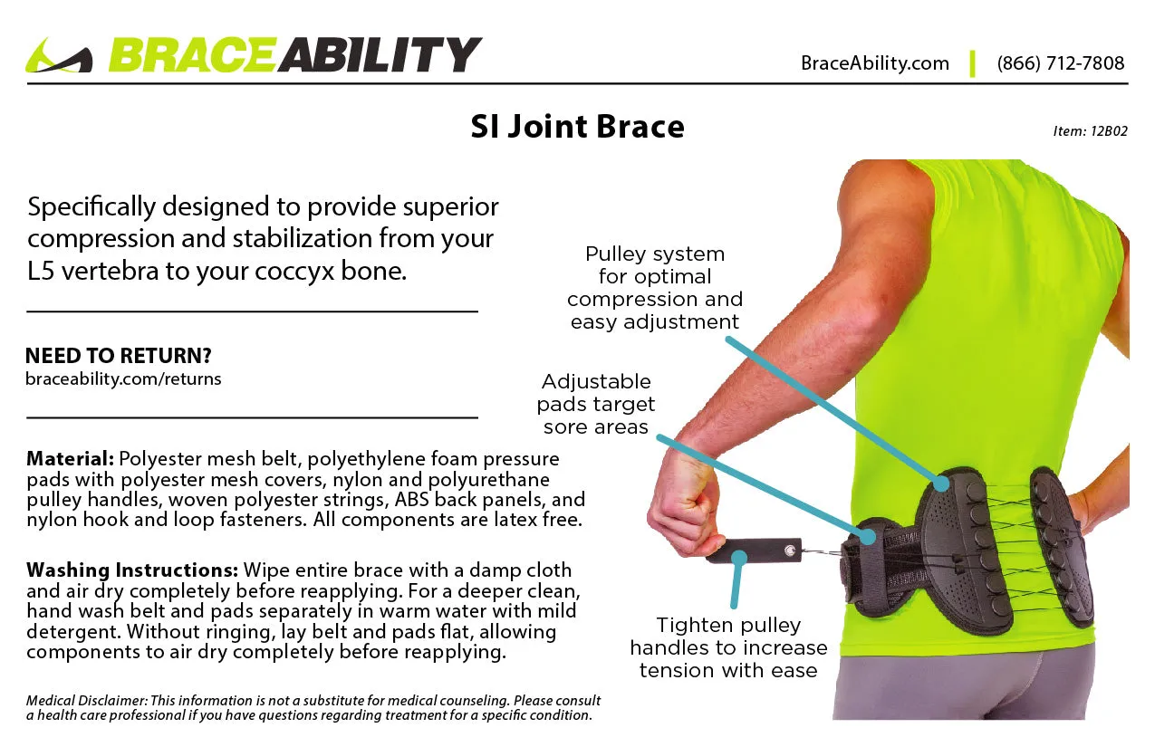 SI Joint Belt | Sacroiliac Dysfunction Treatment & Tailbone or Coccyx Pain Relief Compression Brace