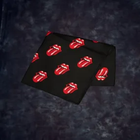 Soloist x Stones Black and Red Lips Silk Twill Scarf